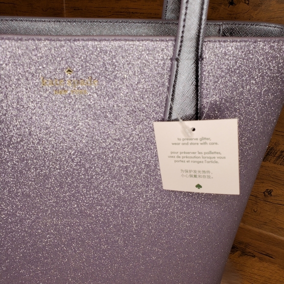 NWT kate spade Tinsel Lilac Frost Purple Glitter Shoulder Tote Bag Handbag - Picture 2 of 6